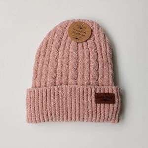 NWT Britt's Knits Soft Chenille Beanie Hat Ribbed Pink One Size